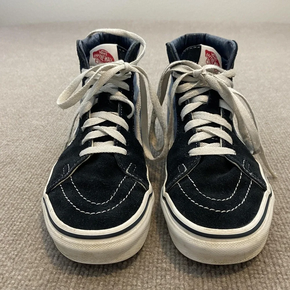 Vans Sk8-Hi Shoes Mens Size 6 Blue Suede‎ High Top Skate Sneakers Athletic
